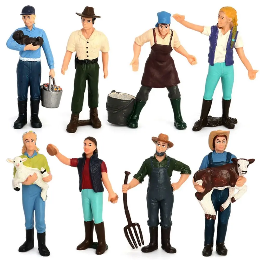 Simulation Farm Staff People Farmer Collection Toys Garden Decoration Miniature Figure Toy Figurines Model Farmer Staff People