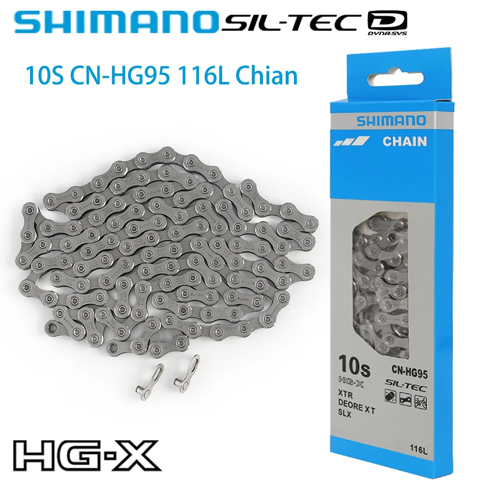 SHIMANO 10S SLX CN-HG95 الدراجة الجبلية Ebike سلسلة 10 سرعة HG-X سوبر ضيق فضي دراجة هوائية جبلية سلسلة أصلية مع مشبك سحري