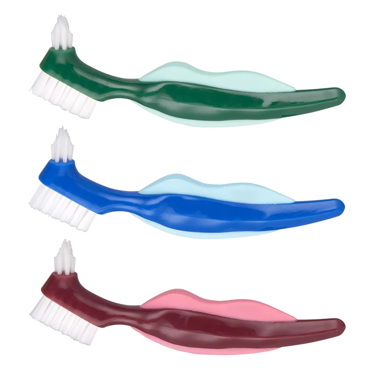 3 Pcs Brush Double Headed False Toothbrush Cleaning Tools Sided Handheld Denture Care