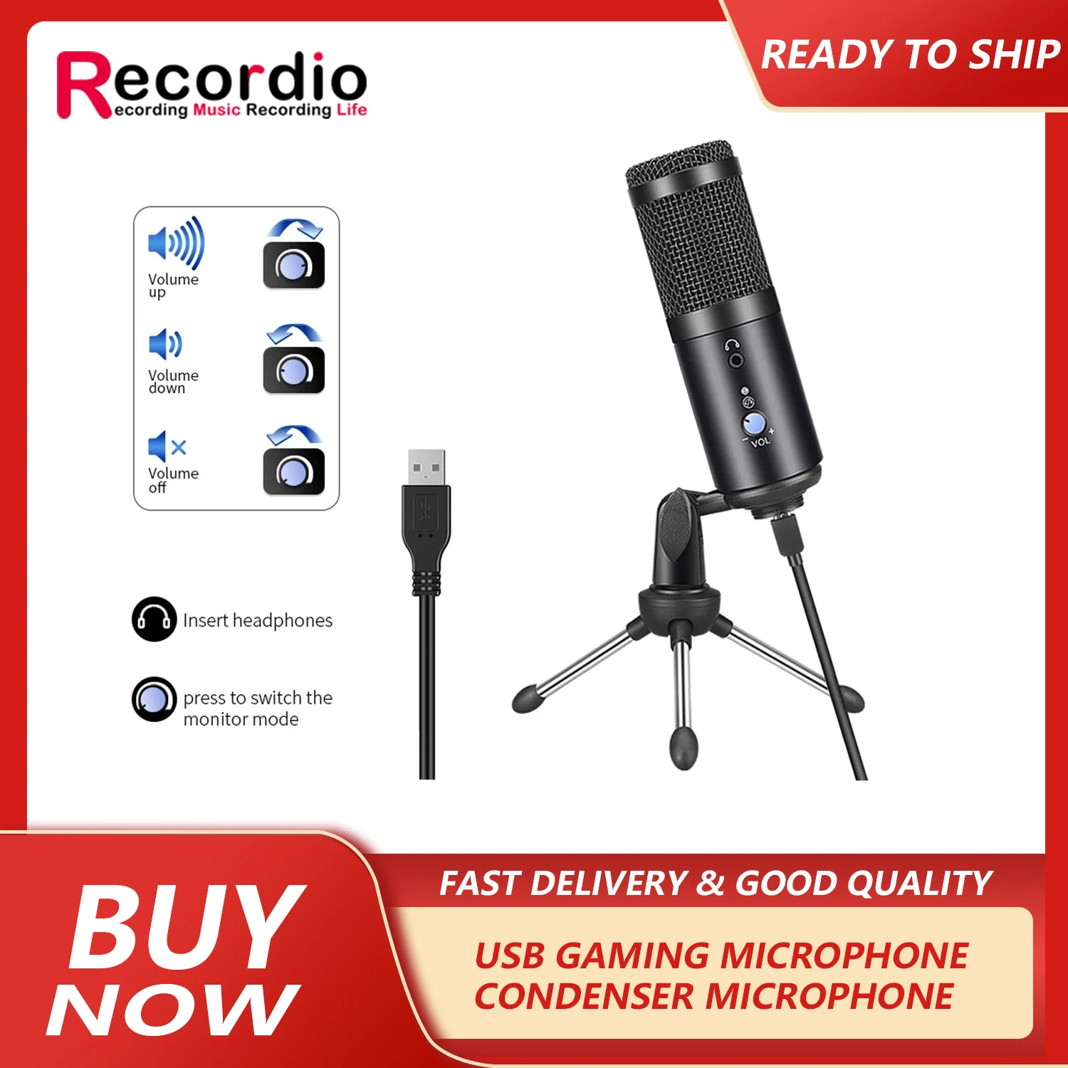 

GAM-A6 USB Condenser Microphone Computer Recording Video Conference Voice Game Network Live Karaoke Desktop Microphone