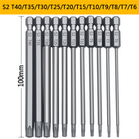 11PCS 75/100mm S2 Alloy Steel Torx Screwdriver Bits Tool Set 1/4 Hex Torx Socket Set Handle Tools Electric Screw Driver Set