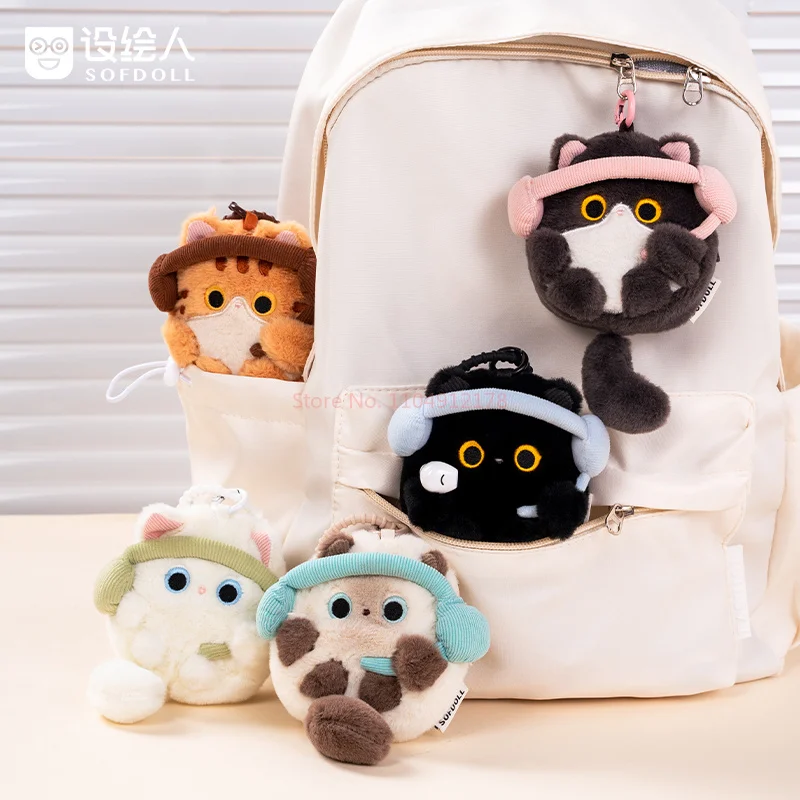 10cm peluche poupée chaton mignon casque stockage étui de protection exquis pièces de monnaie sac à main décoration recueillir petite amie cadeaux d'anniversaire