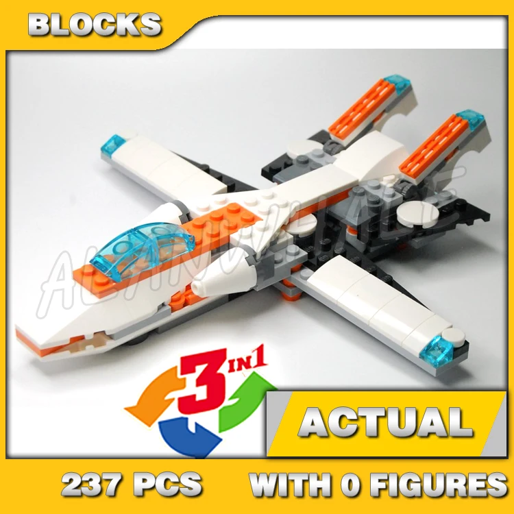 

237pcs Creative 3in1 Future Flyer Jet With Forward Sweeping Wings Sports Car 3115 Building Blocks Toy Compatible With Model