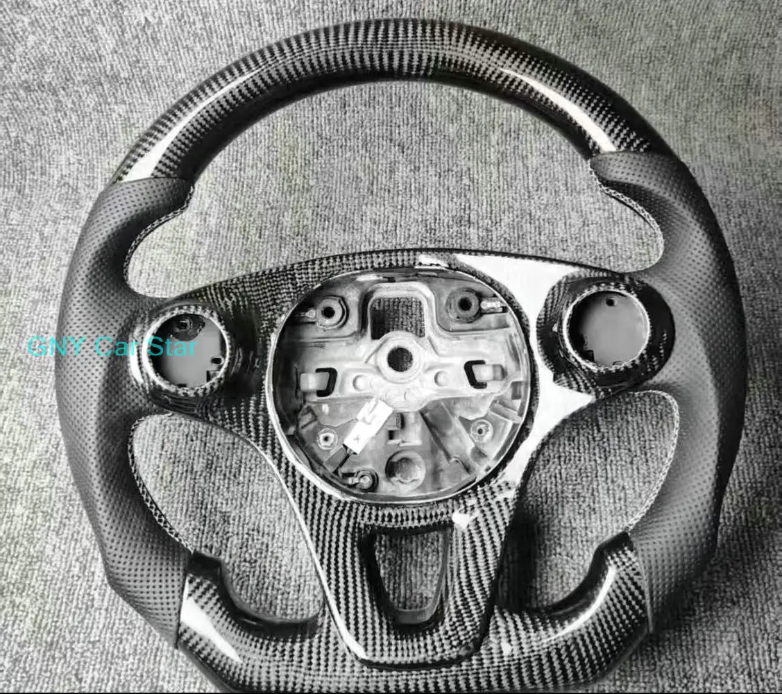 

100% Real Carbon Fiber/Leather Car Steering Wheel For 2014-2019 Smart Fortwo 453