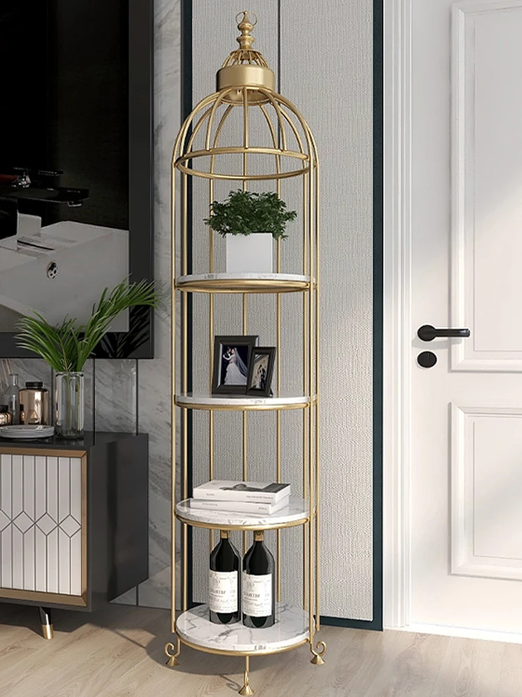 Nordic Iron Flower Stand Simple Multi-Layer Marble Flower Stand Bird Cage Storage Rack