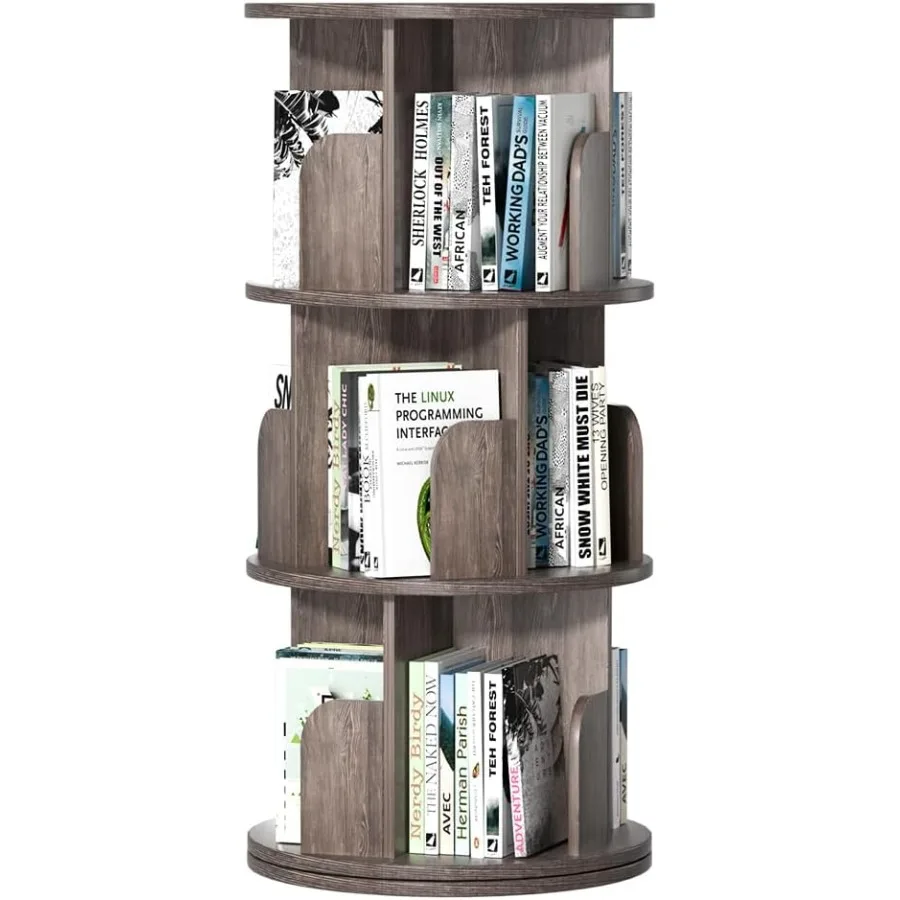360Degree Rotating Revolving Bookshelf with Narrow Swivel Design for Compact Spaces Ideal for Adult Bedrooms and Living Rooms O