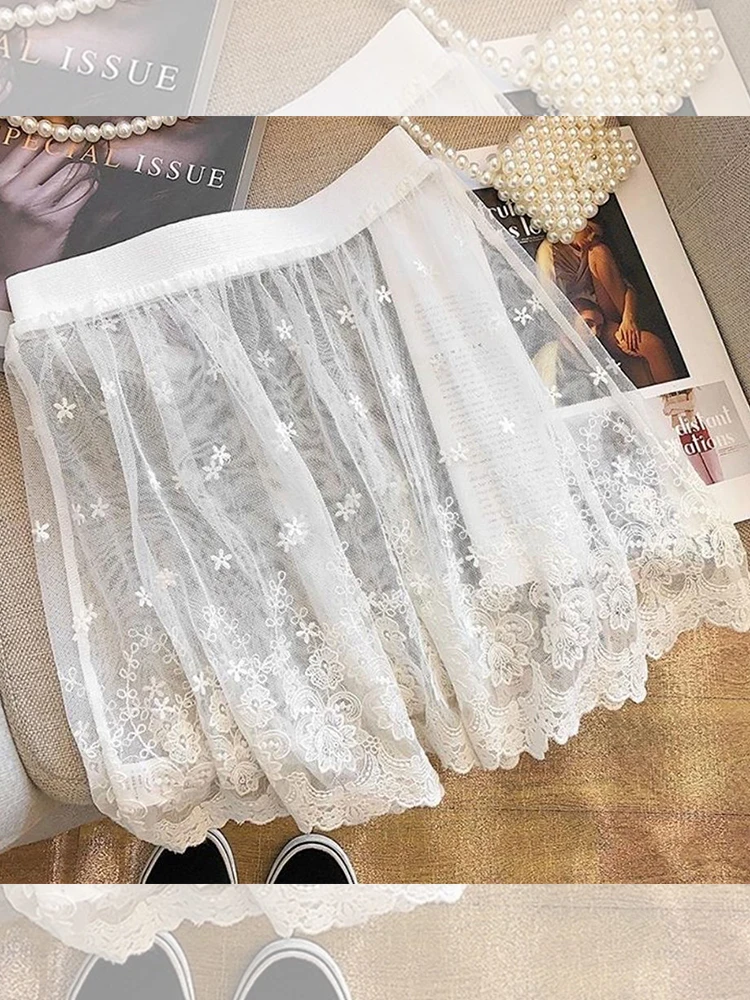 Lace Half Skirt Mesh Skirt Women's Autumn Winter Fake Hem Inner Wear Base Layer Small Butt Curtain Commute Style  Color