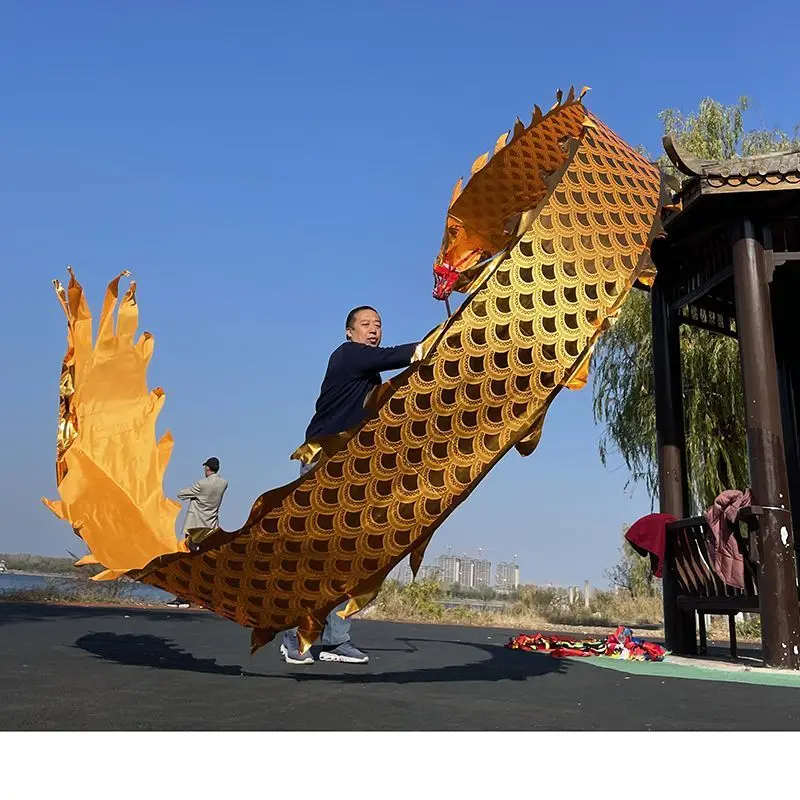 6/810M Yellow Chinese Dragon Dance For One Person Fitness Prop Outdoor Practice Adults Square Dancing