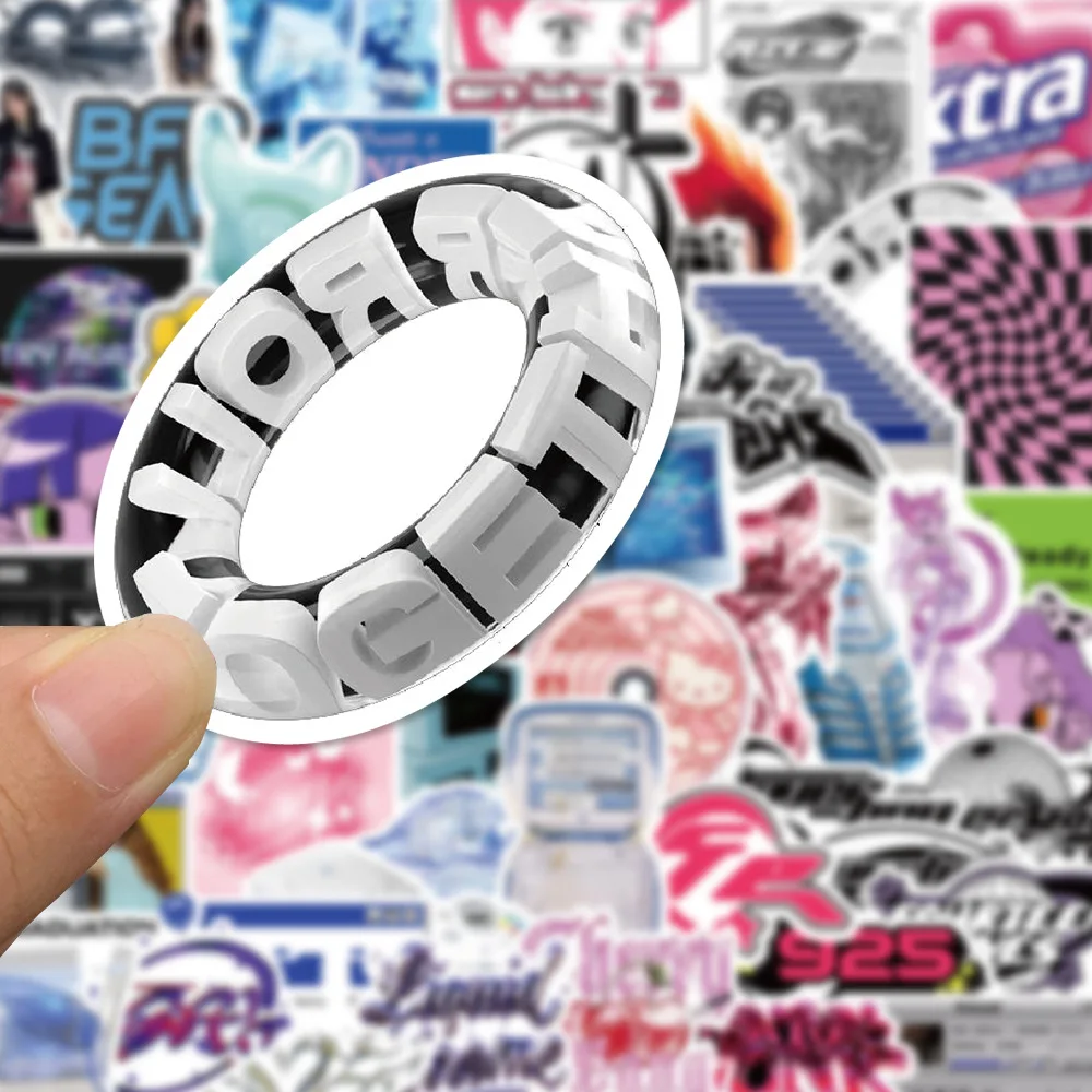 Autocollants graphiques acides Harajuku Y2K, 53 pièces, Graffiti esthétique, bricolage, Skateboard, téléphone, carnet de notes, vélo, dessin animé, jouets pour enfants, cadeau