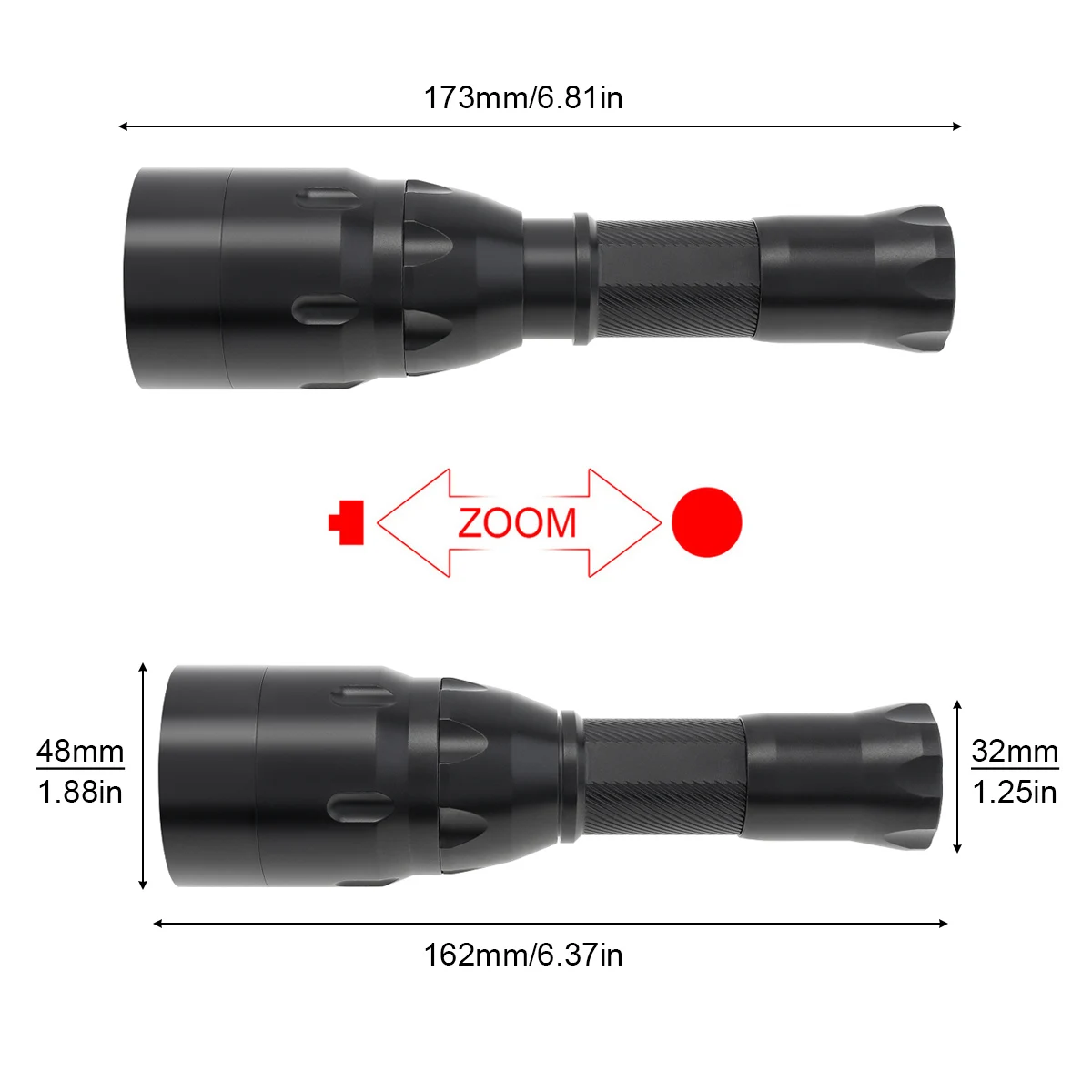 C16 Zoomable Adjustable 1500 Lumens XPE Red Green White Infrared Light 850nm LED Range Radiation Tactical Flashlight