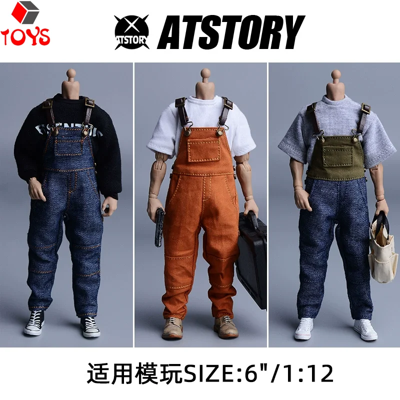 06FS020 Salopette senza maniche maschile in scala 1/12 Pagliaccetti Modello di vestiti Misura 6 "Maschio Solider Action Figure Body Dolls
