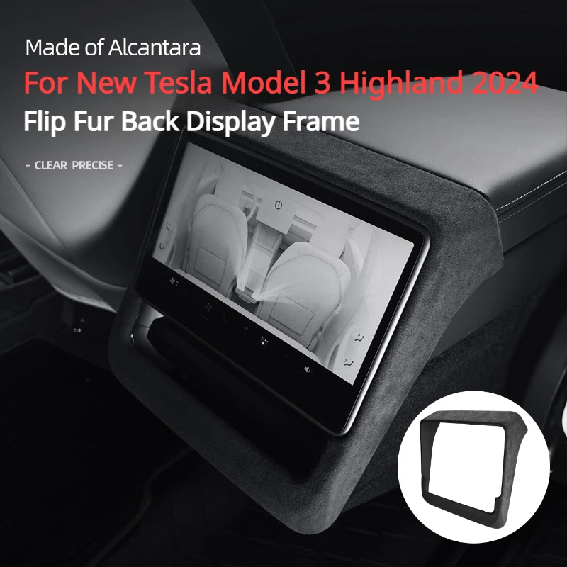 For New Tesla Model 3 Highland 2024 Rear Display Frame Cover Alcantara Suede Decoration Stickers Decal Car Interior Accessories