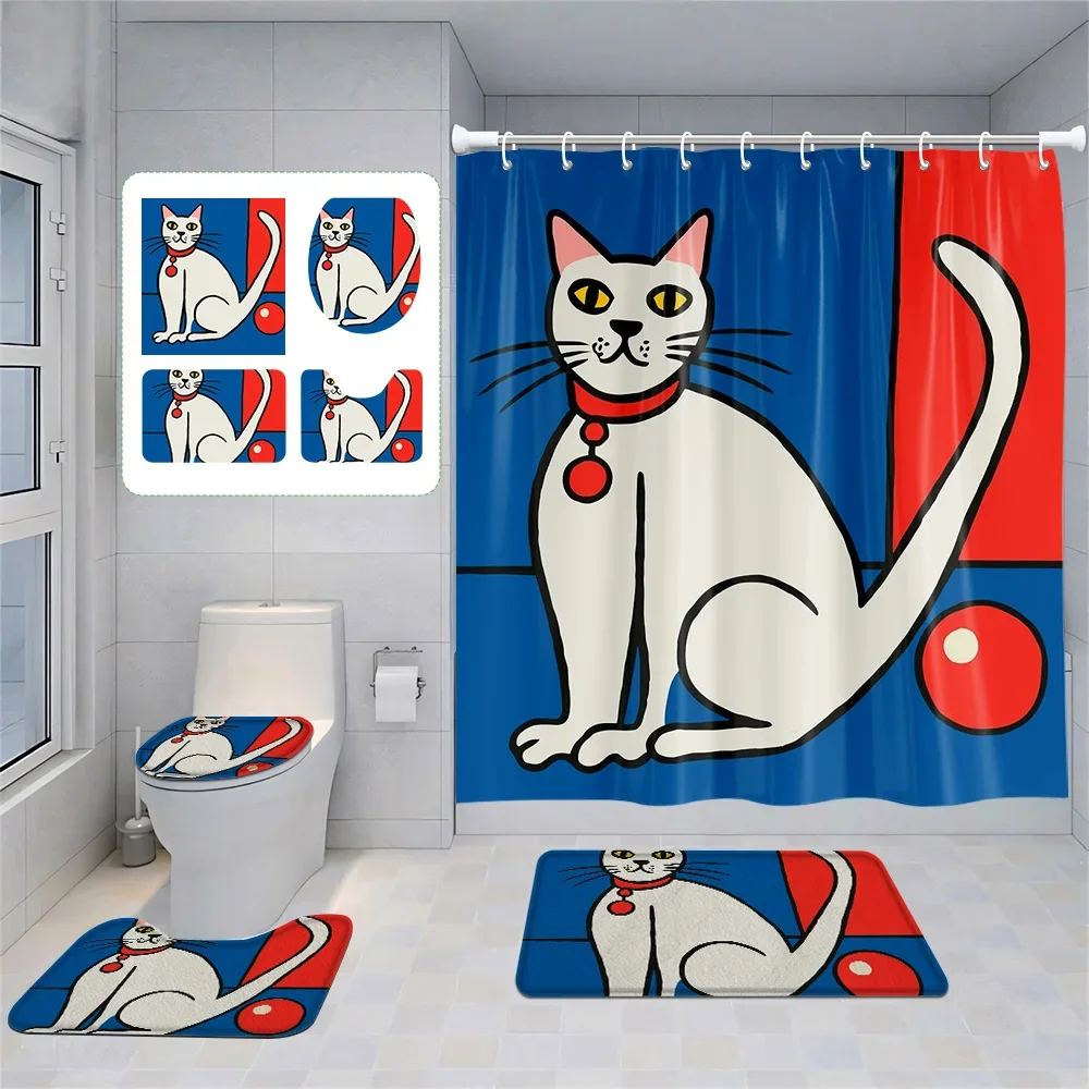 

Минималистичный костюм Morandi для ванной комнаты, абстрактная занавеска для душа, нескользящий напольный коврик, коврик для унитаза, украшение для дома фэн-шуй