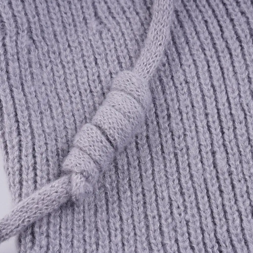 الشتاء موضة محبوك مقنعين قبعة المرأة رمادي غطاء الرقبة بالاكلافا بيني الاتجاه الكوري Y2k قبعة صوف صوفية #6