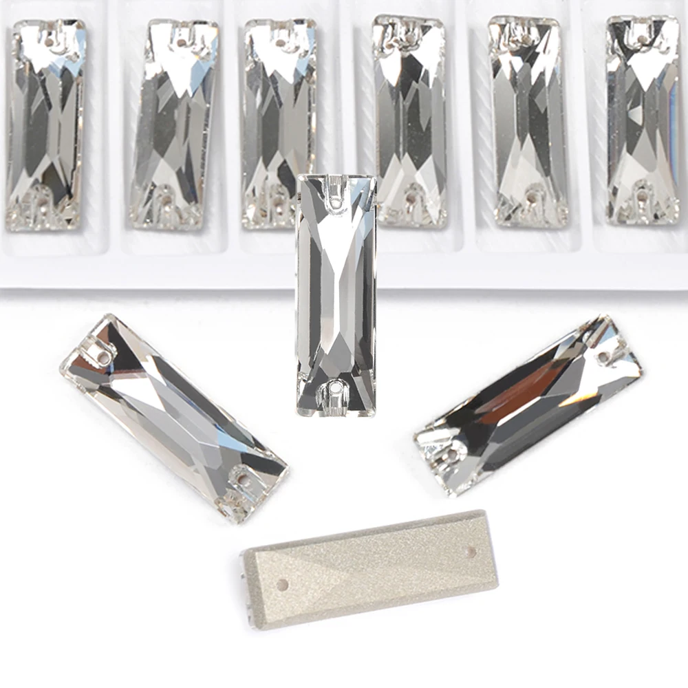 Pubrilex Baguette-förmige Strasssteine zum Aufnähen, Glassteine, Kristall-Strassperlen für Kleidungsstücke, Kleiderdekoration, Näharbeiten – Detail 5