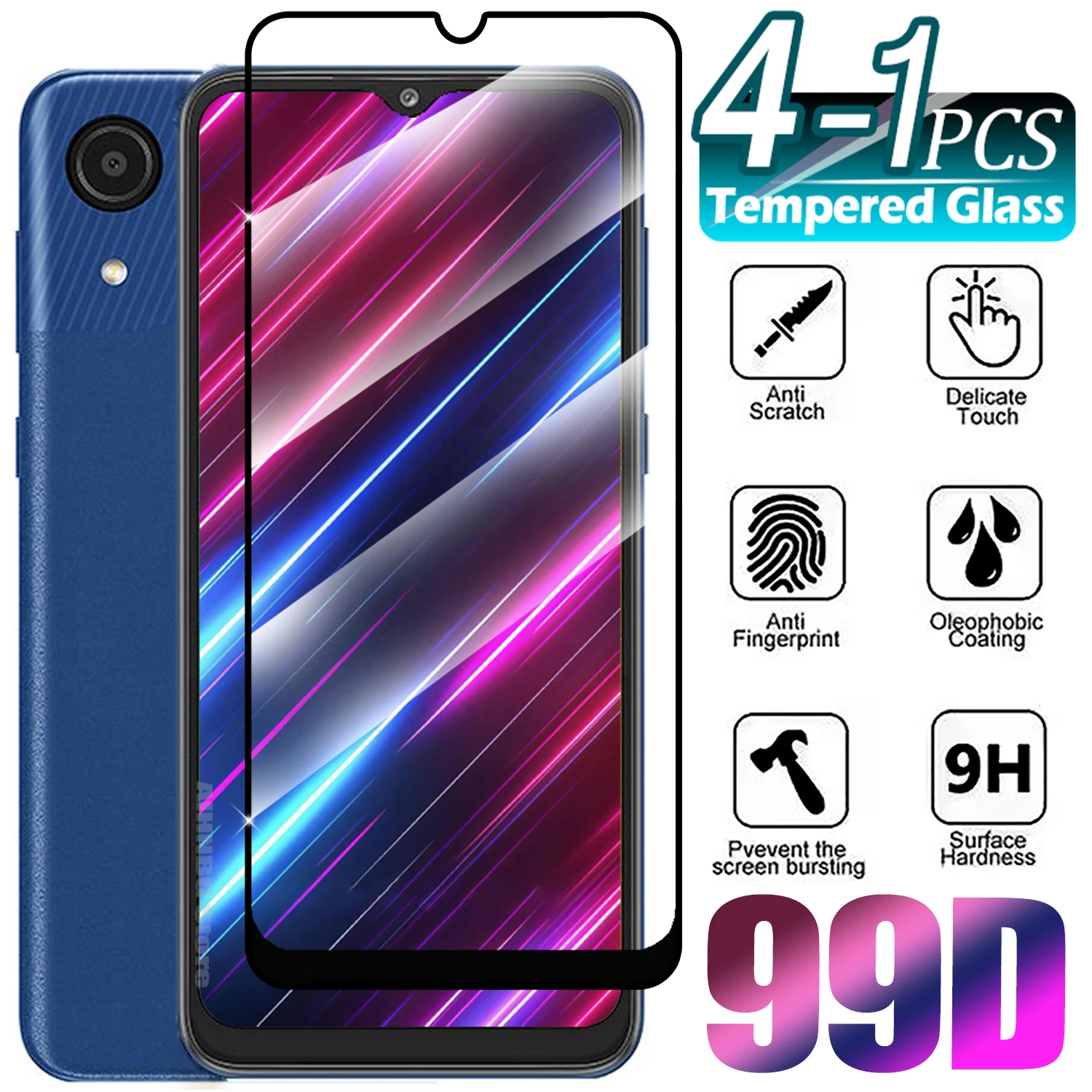 1/4Pcs Tempered Glass For Samsung Galaxy A03 A13 A23 A33 A53 A73 4G 5G Screen Protector Glass Film for Samsung A03s A03 CORE