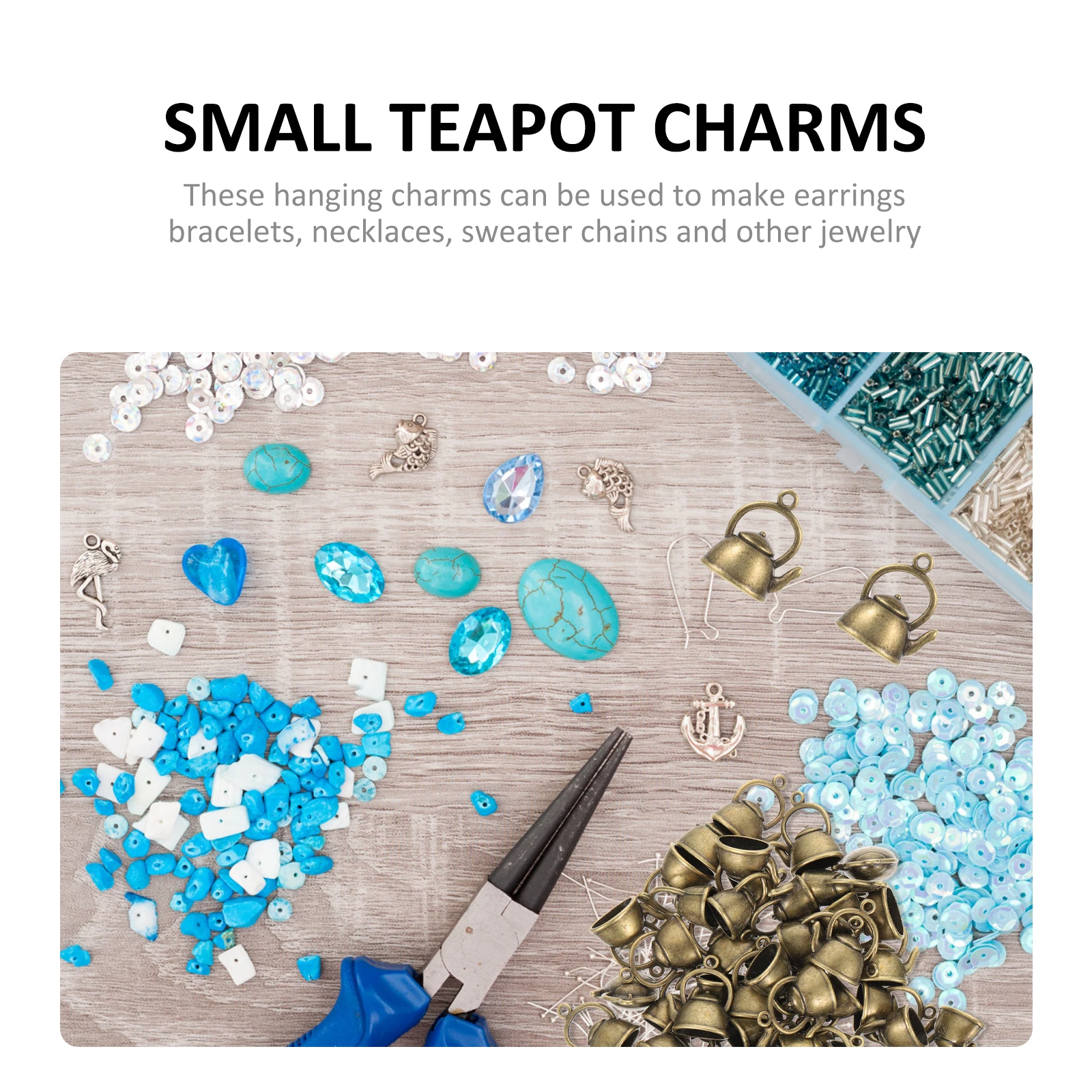 

50pcs Teapot Charms Small Pendant Necklace Silver Ornaments DIY Jewelry Alloy Material Safe Creative Design Bracelets