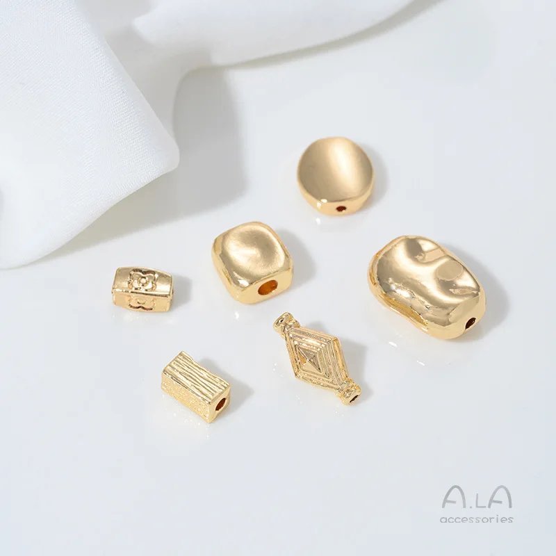 14K Gold Imitation Baroque Special-Shaped Stone Spacer Beads, Handmade Beaded DIY Bracelet & Jewelry Making Materials