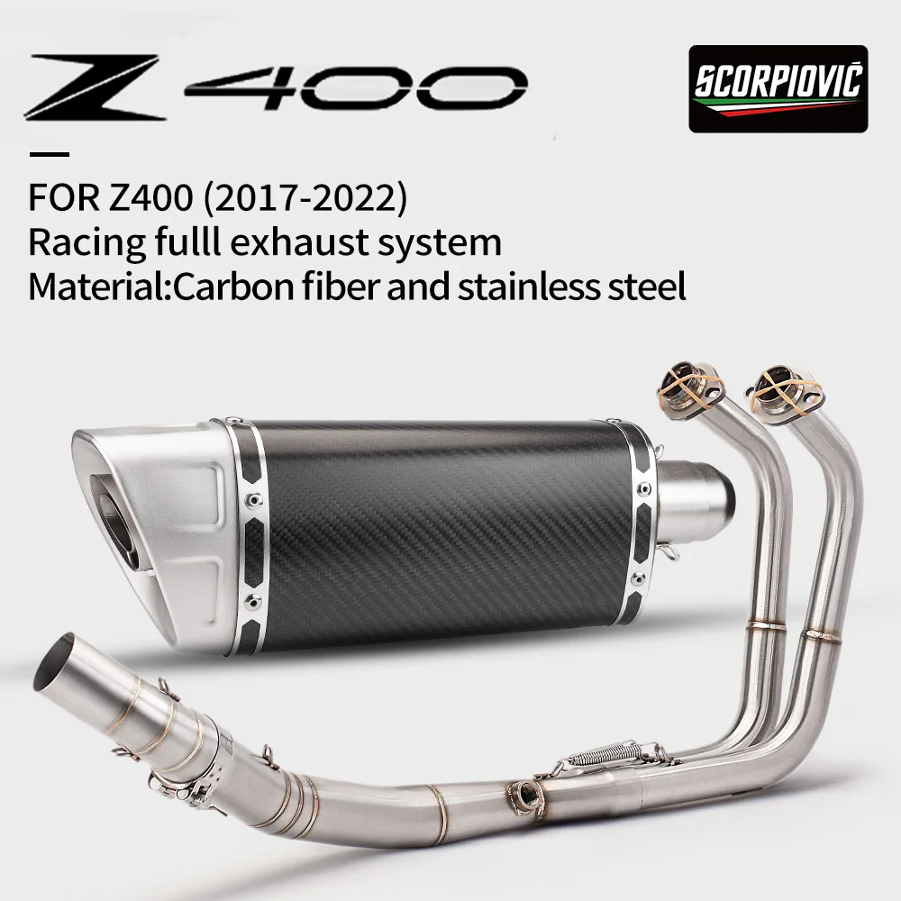 

Полная система выхлопной трубы мотоцикла, передняя средняя соединительная труба, полная система, соединительная труба для Ninja 400 EX400 Z400 17 2018-2024