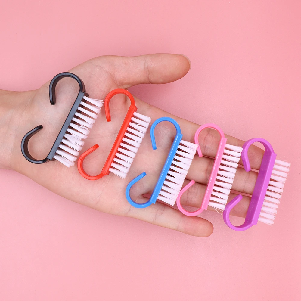 100 قطعة أدوات تنظيف فرشاة الأظافر الملونة البلاستيك منظف الغبار فرش مسمار الفن باديكير مسحوق لينة مزيل أدوات مانيكير