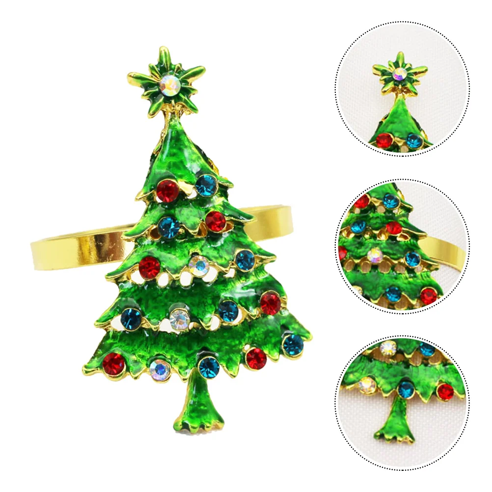 

6 Pcs Napkin Rings Christmas Tree Metal Alloy Home PartyDecoration Wedding Banquet Xmas Table Accessories