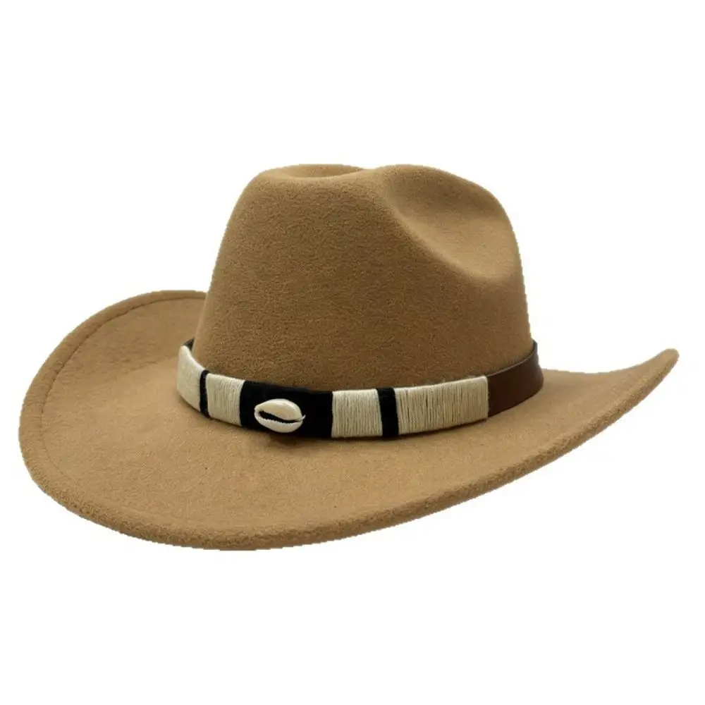 Casual Solid Color Western Cowboy Hat Ethnic Style Sunscreen Jazz Hat Wide Brim Punk Vintage Cowgirl Hat Stage Performance