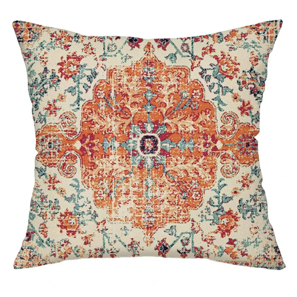 Retro Pillowcase with Zipper High-quality Fabric Pillowcase Boho Style Zipper Throw Pillow Cover for Couch Sofa Bed Decoration