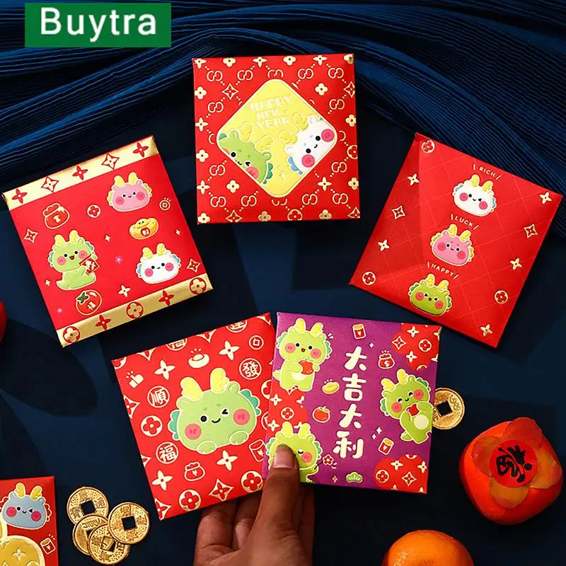 

6PCS Lucky Red Envelope Chinese New Year Dragon Year 2024 Gifts Money Pocket Red Packet New Year Supplies 2styles