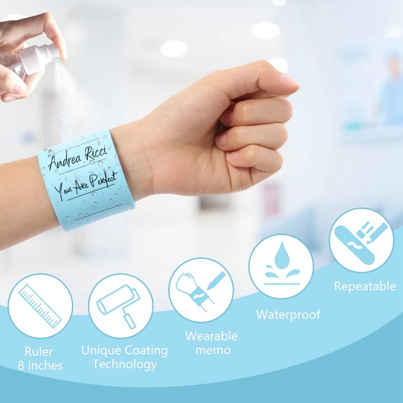 Wearable Nurse Notepad Wristbands, 2 Pack Silicone Reminder Bracelet Write On Memo