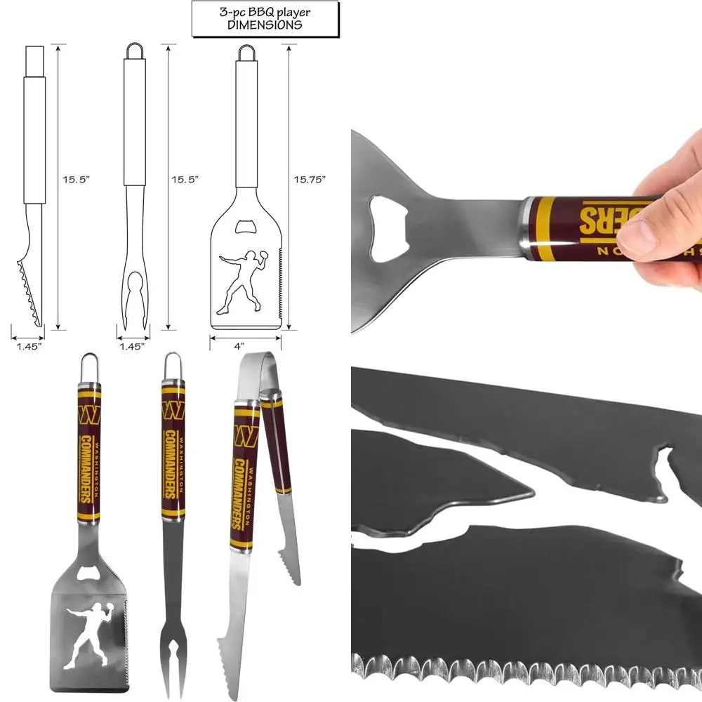

Washington Commanders 3-Piece Stainless Steel BBQ Tool Set in Team Colors