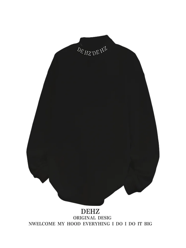 Pullover semi-turtleneck fleece sweater bottoming shirt men's loose casual versatile inner long-sleeved top spring and autumnnew
