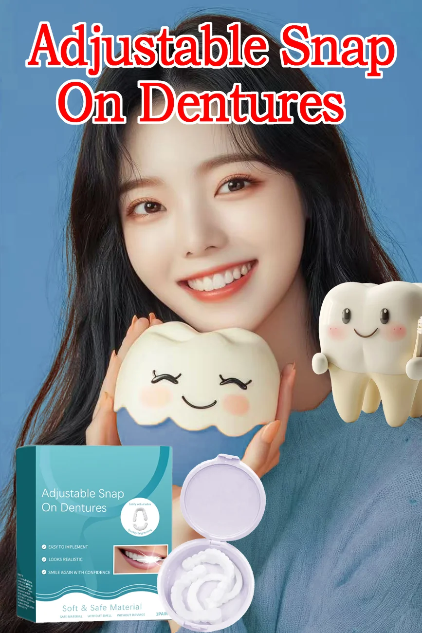 

Adult Adjustable Denture Soft Silicone False Tooth Cover Snap On Fake Teeth Braces Temporary Dental Gap Repair Enhance Aesthetic