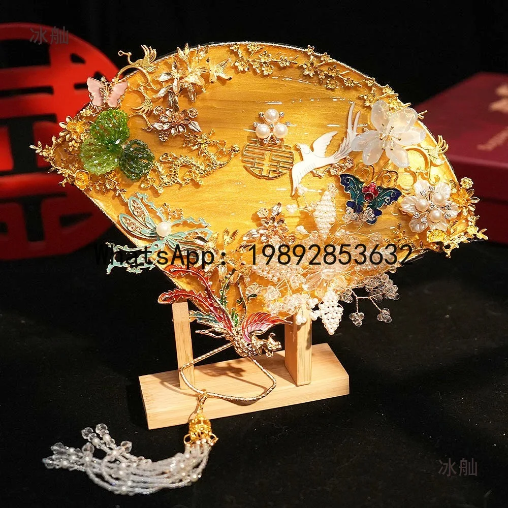 

Fs chinese double-sided double-circle fan diy material package bride wedding dragon and phoenix xiuhe clothing hand holding