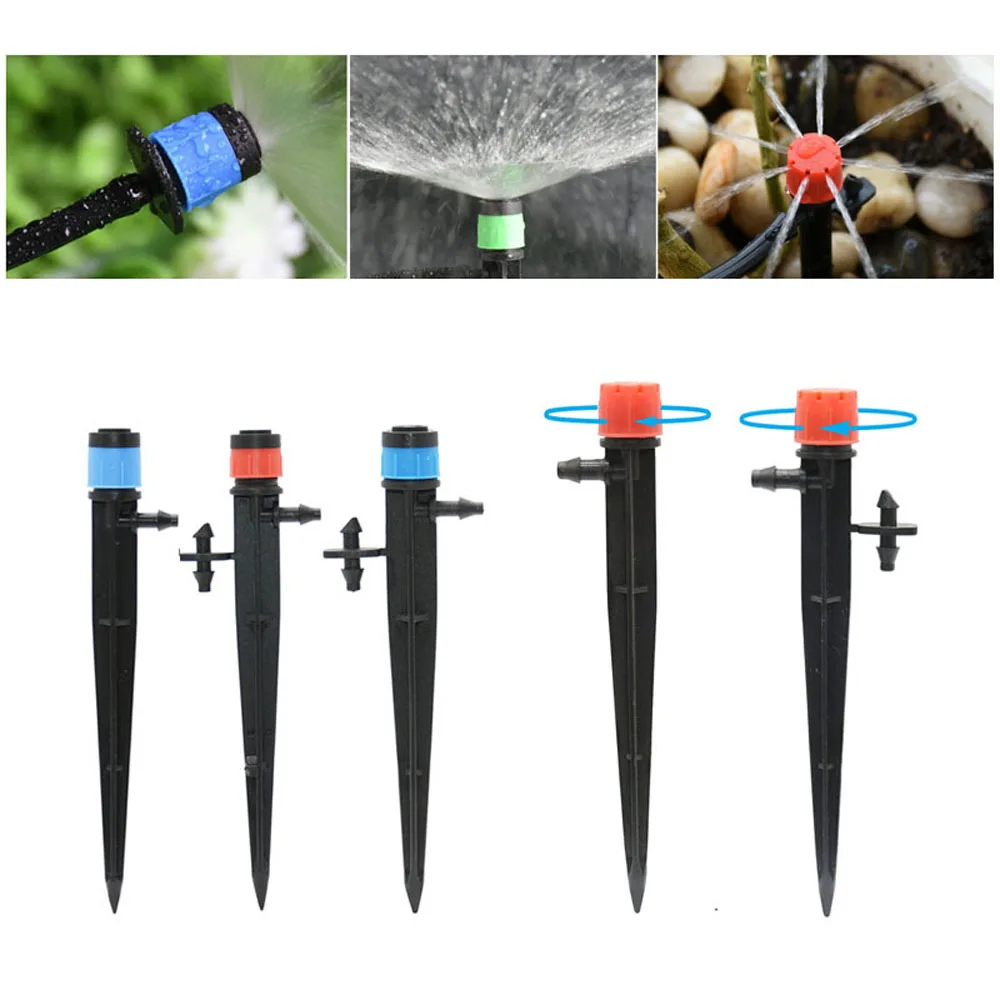 10PCS 13cm Micro Bubbler Drip Irrigation Sprinkler Adjustable Emitters Stake Water Dripper Farmland 4/7mm Hose