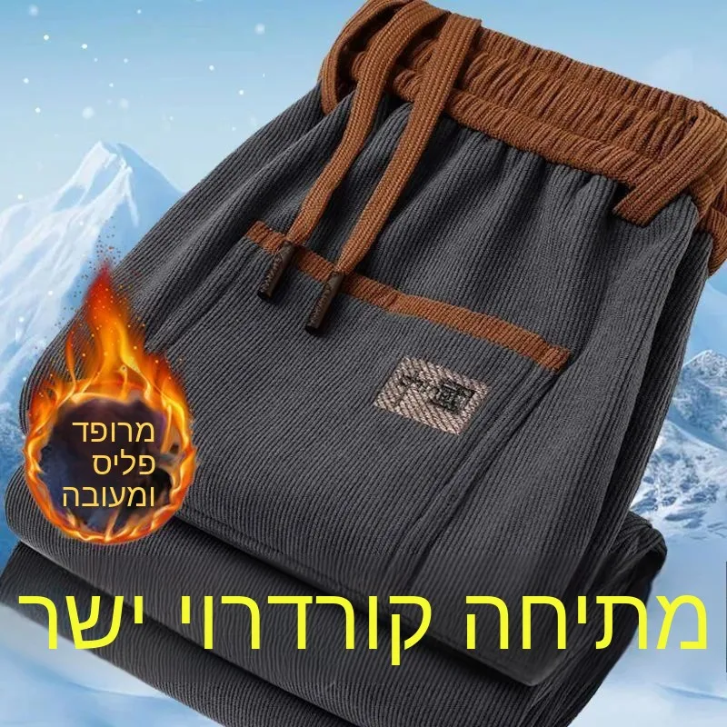 Thickened Fleece Sports Long Pants Men's Autumn Winter New Loose Versatile Elastic Waist Warm Corduroy Casual Pants
