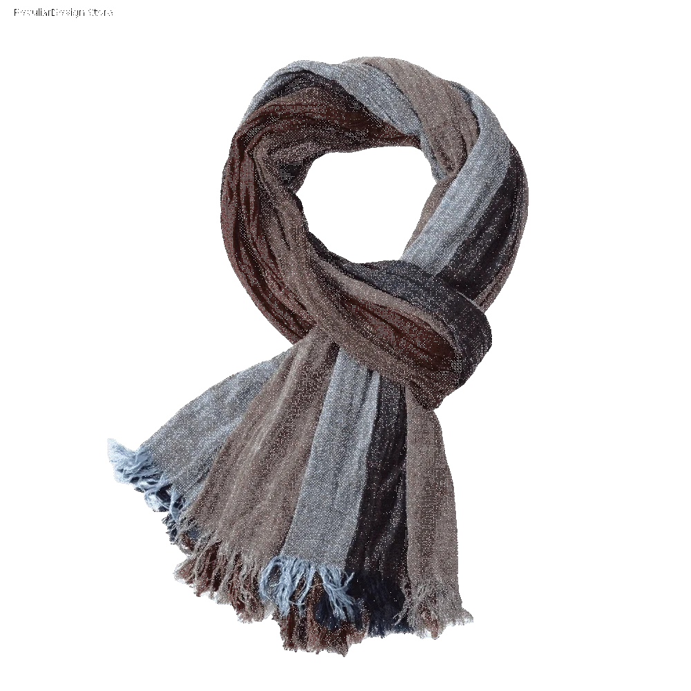 Vintage Color Block Striped Cotton Linen Scarf Polyester Dual-Use Neck Wrap Soft Crinkled Fringe Large Size Neck Warmer Autumn