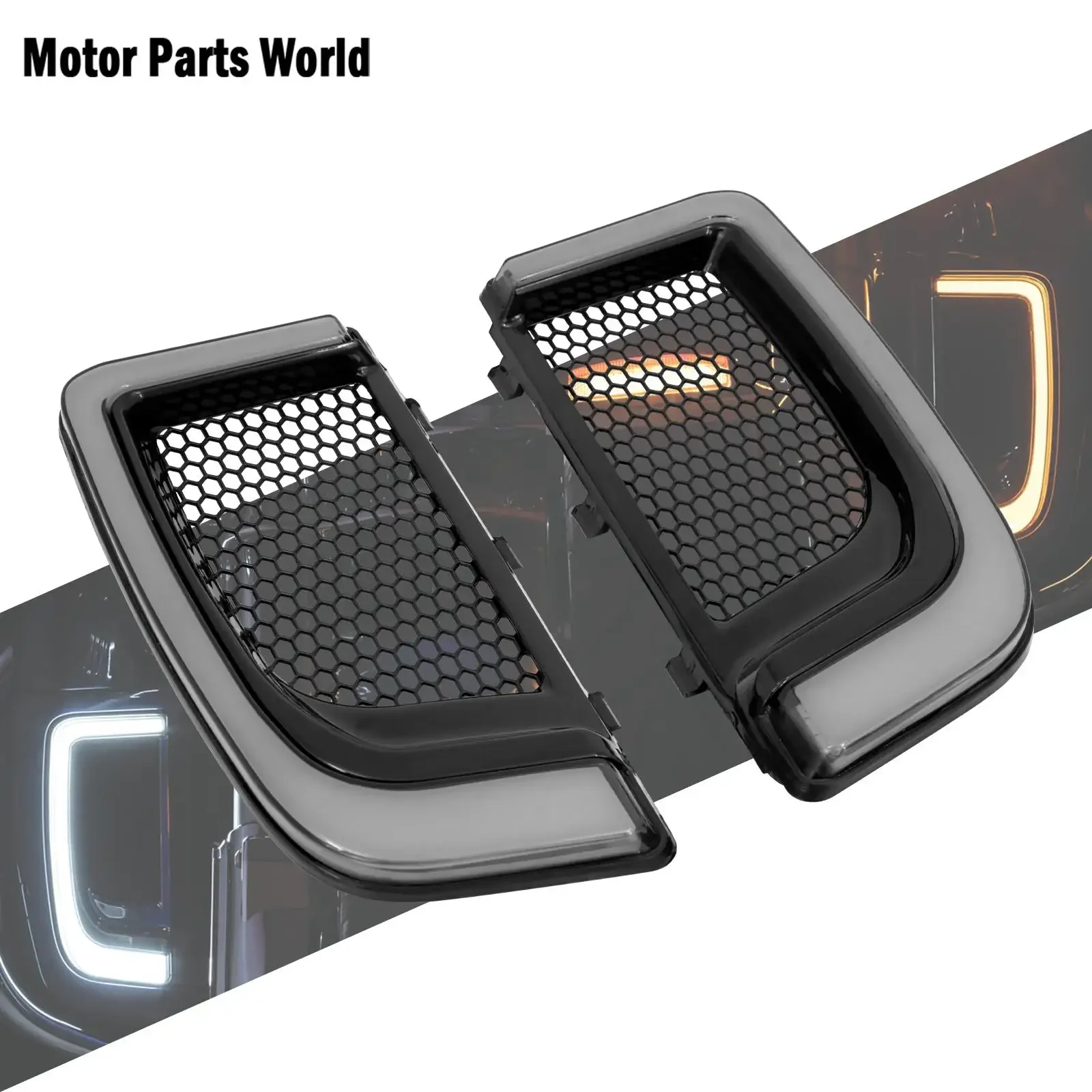 2xMotorcycle LED Turn Signal Light Fairing Lower Grills For Harley Touring Street Electra Glide Tri Glide FLHTKSE CVO Limited