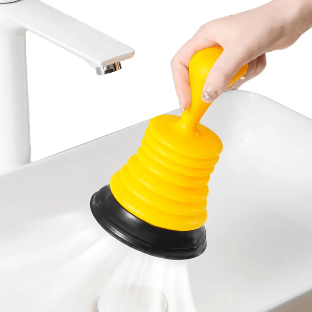 Manual Drain Suction Cup Anti Blocking Plunger Suction Bowl Mini Wave Plunger for Kitchen Shower Toilet