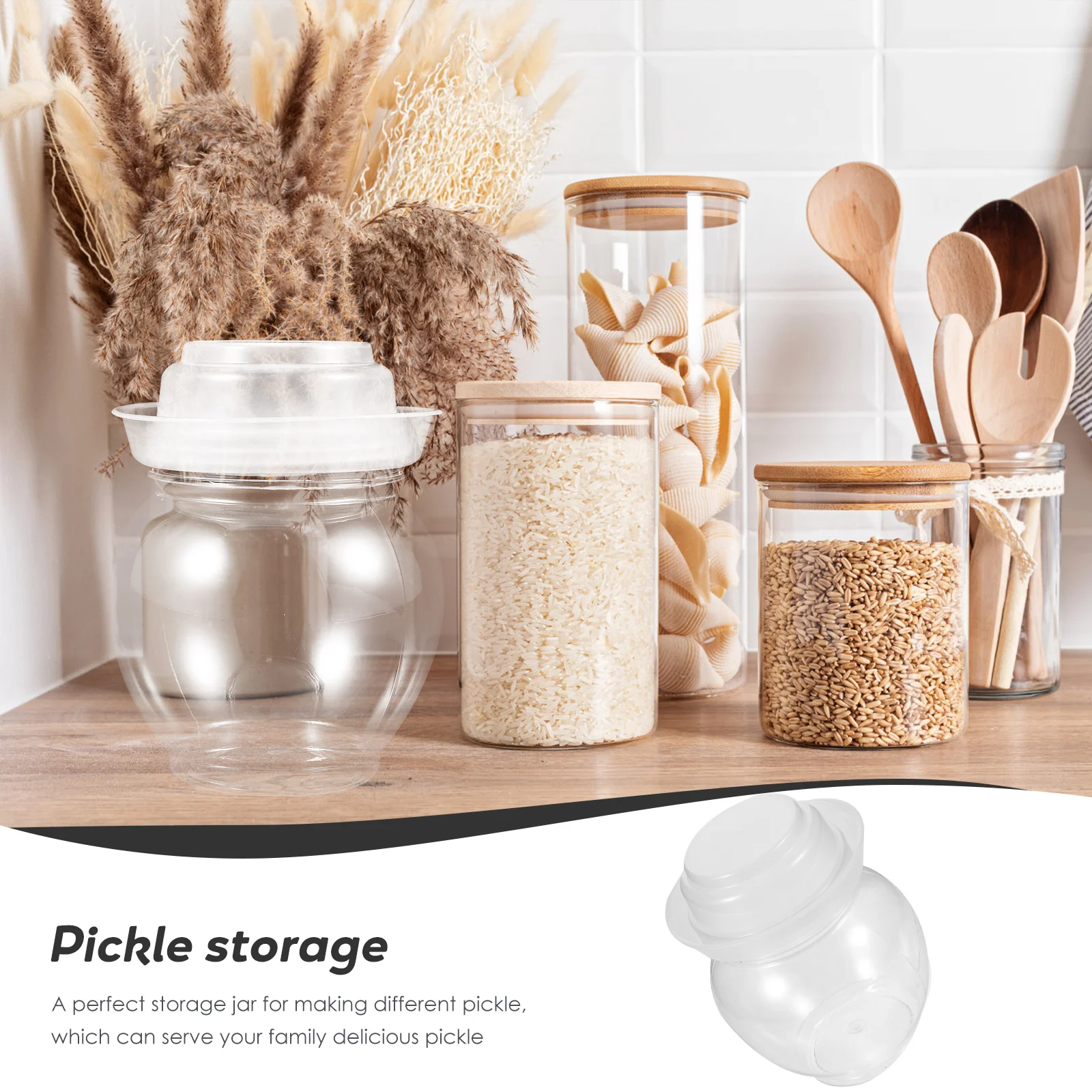 

Transparent Fermentation Jar 800ml Plastic Kimchi Container Airtight Pickle Bottle Vegetable Storage Kitchen Jar