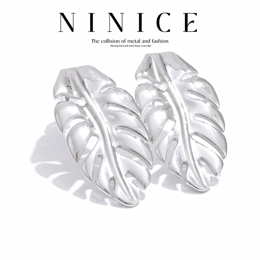 NiNice Stainless Steel Earstuds Delicate Leaves PVD Plated Fashionable Selection Jewelry Gifts Wholesale