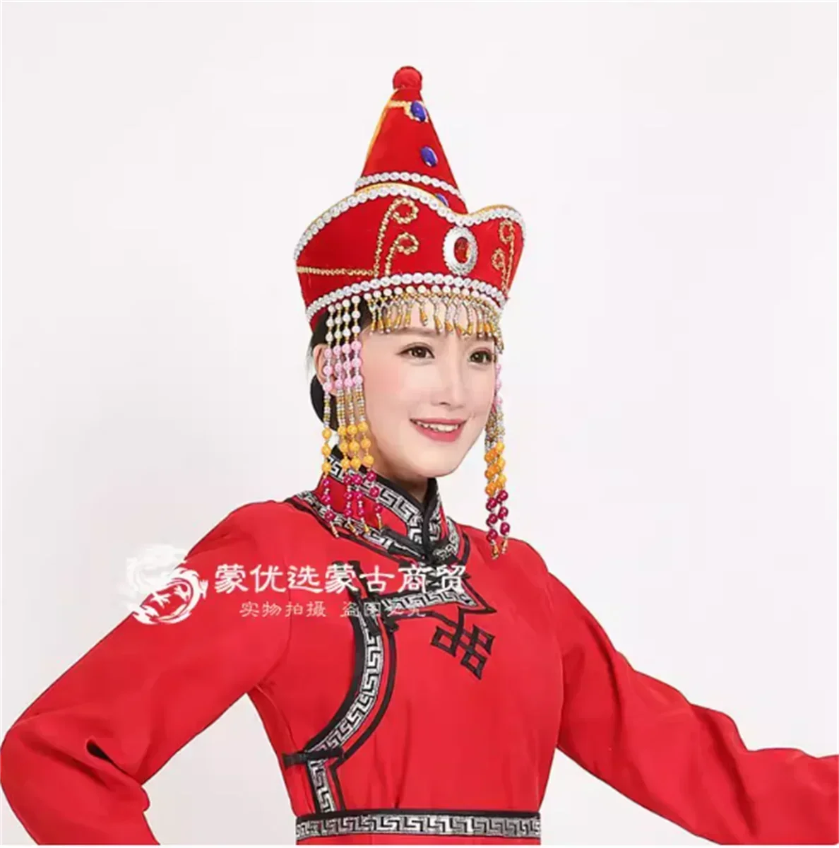 Mongolian pointed long flowing Soviet princess hat ethnic costume performance accessories hat headwear