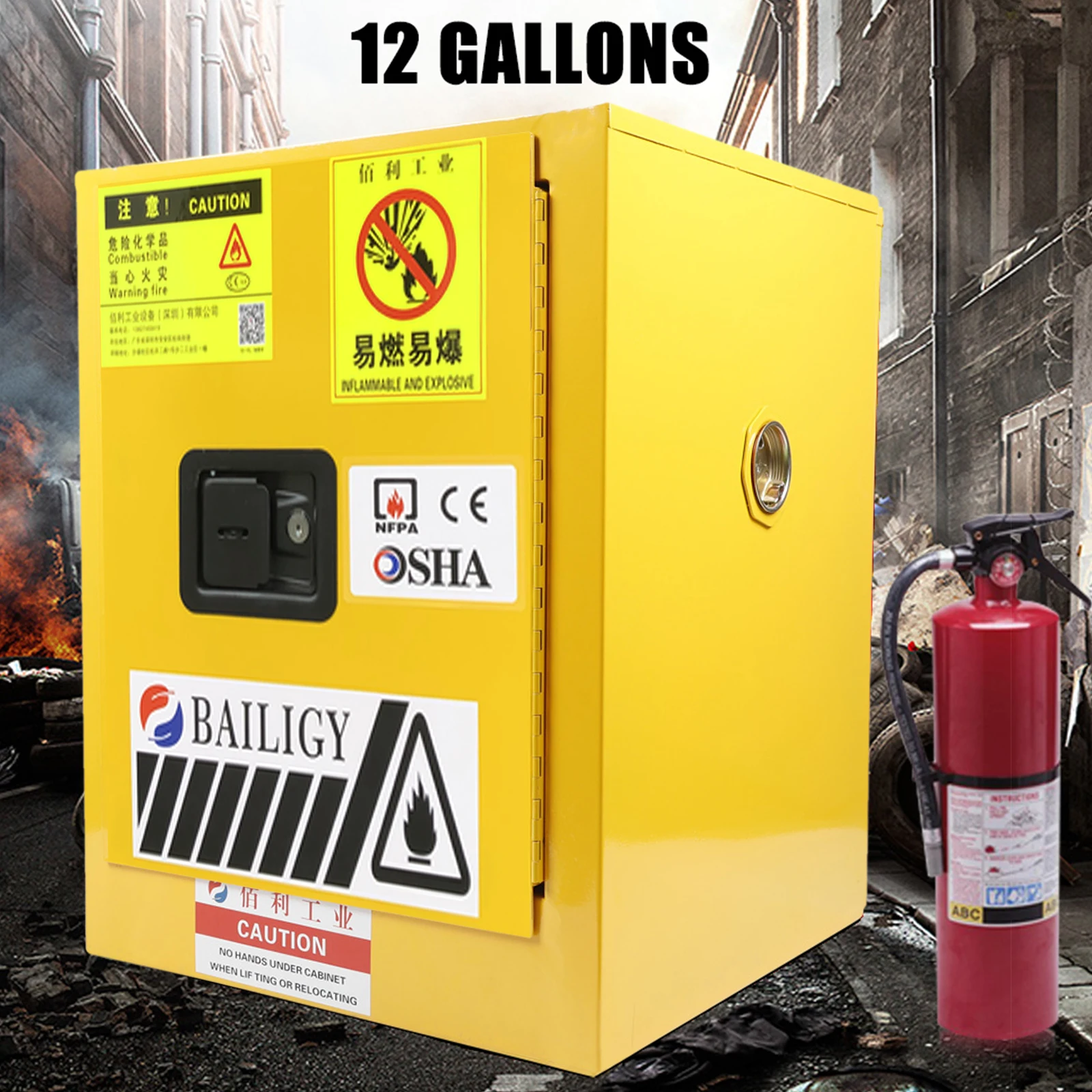 4 Gallons Safety Cabinet 17 X 17x 22in Fire Prevention Steel Plate Liquid Storage Cabinet Flammable Hazardous Storage Cabinet