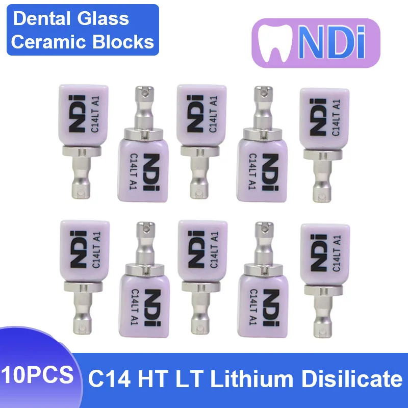 10PCS NDI Dental Lithium Disilicate Glass Ceramic Block C14 LT/HT Dentistry Materials for CAD CAM Sirona Cerec Milling System