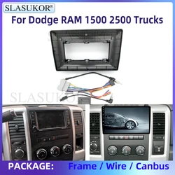 10 Inch Fascia For Dodge RAM 1500 2500 Trucks 2008-2019 Car Radio Panel Player Audio Frame Dashboard Mount Kit With Wire