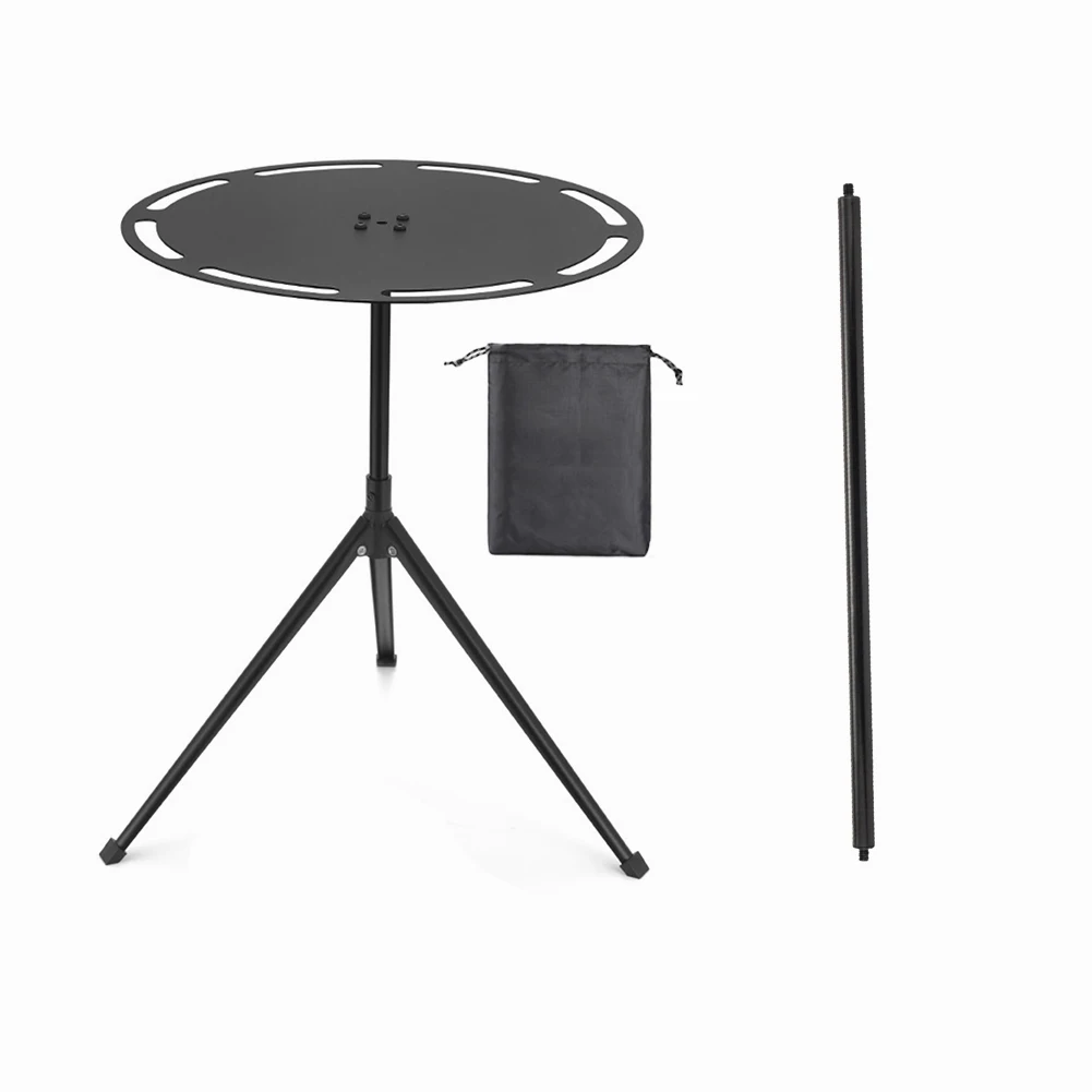 

Dining Table Strong Load-bearing Portable Telescopic Camping Table with Light Pole Tripod Storage Bag for BBQ Picnic Hiking