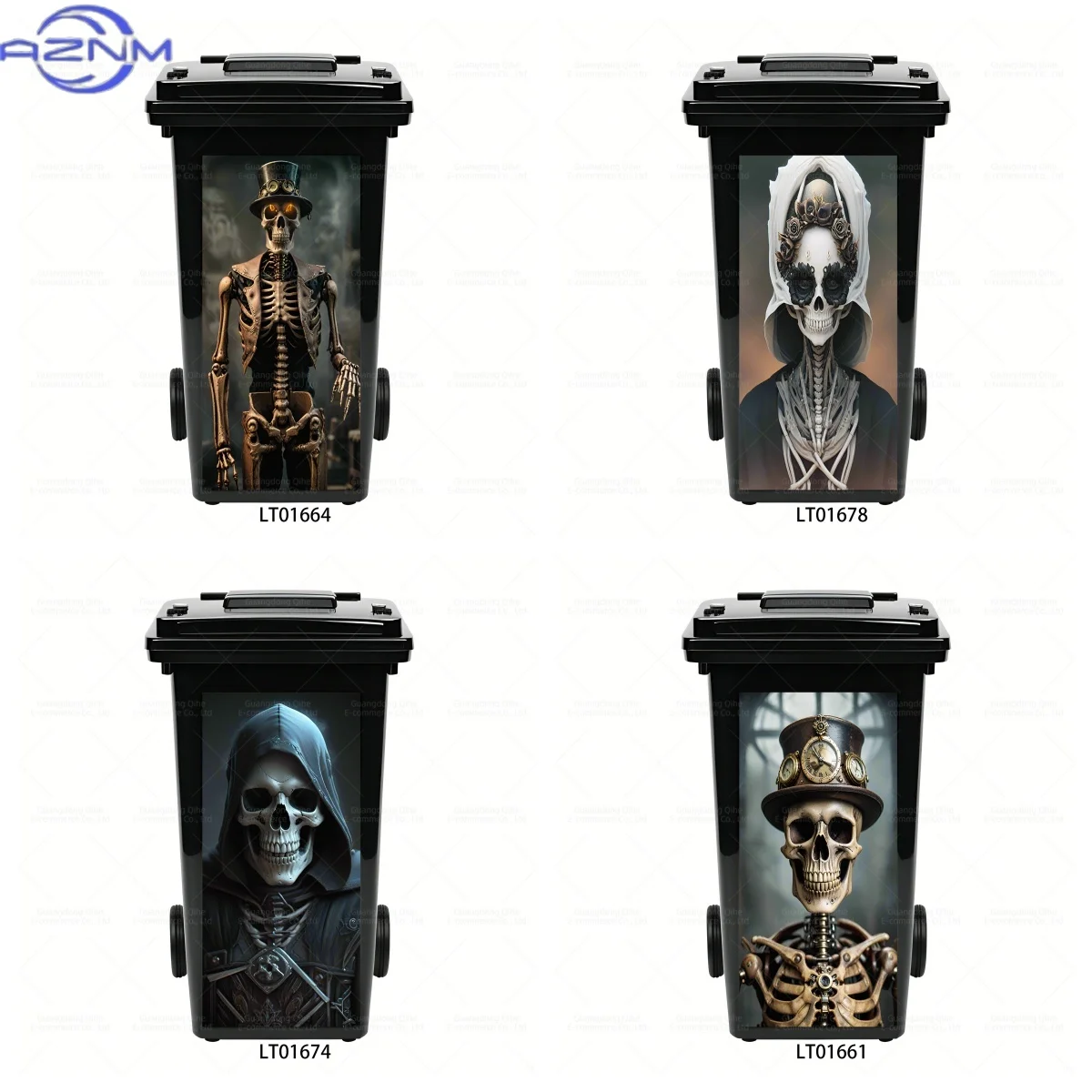 Halloween-Atmosphäre 3D-Totenkopf-Aufkleber, Wasserfester Abnehmbarer Vinyl-Deko-Aufkleber für Mülleimer, Poubelle Extérieur