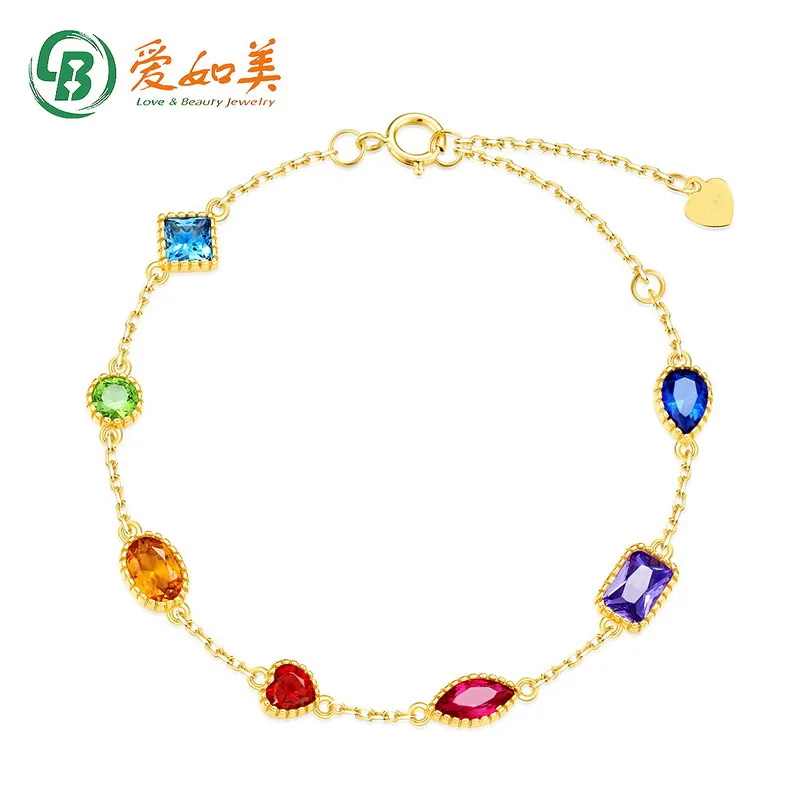 

Vintage Palace Color Treasure Bracelet Trendy Handpiece 18K Gold PT950 Platinum Silver Plated 7-Layer Gold Jewelry