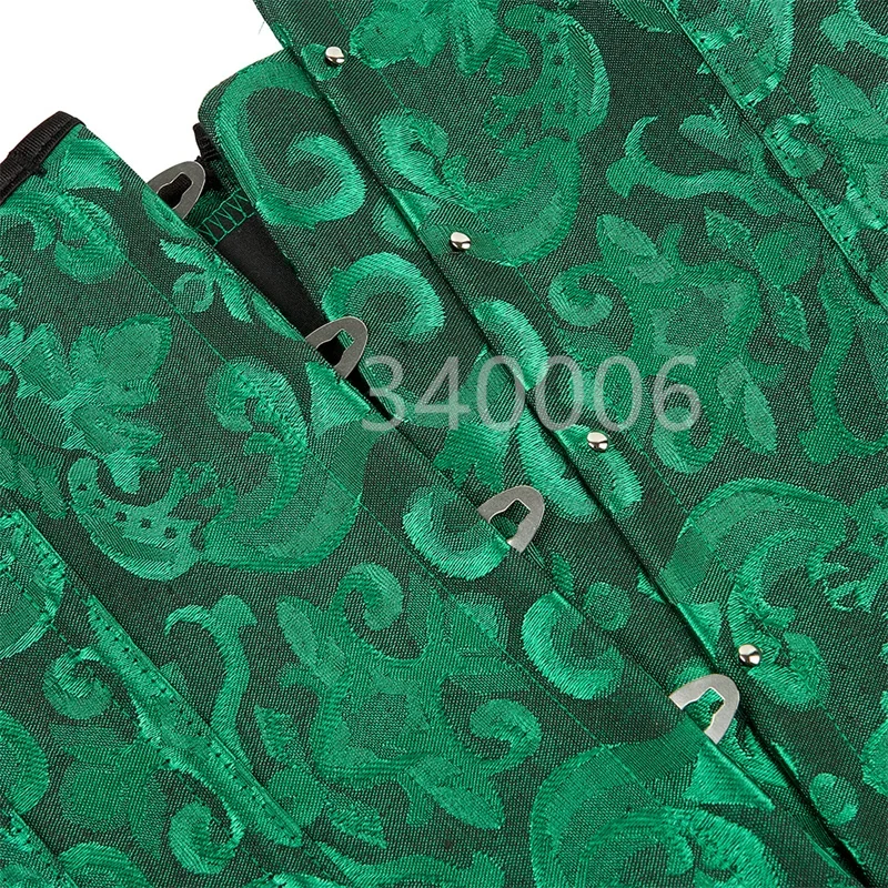 الأخضر مشد بوستير القمم مثير الدانتيل رفع حجم كبير زهرة طباعة المشدية overالصدر القوطية الفيكتوري سخرية خمر زي