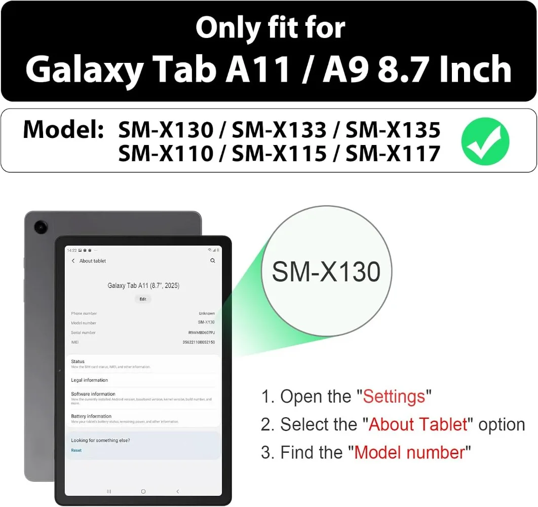 Kickstand Shockproof Kids Case For Samsung Galaxy Tab A9/A11 8.7 Tablet Cover SM-X110/X115/X130/X133+Screen Protector+Hand Strap