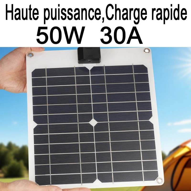 Sunpower – panneau solaire Portable 50W, 5V 12V, plaque solaire avec chargeur de stabilisation sécurisé USB pour téléphone de banque d'alimentation, Camping en plein air, maison, RV